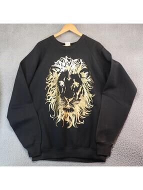 Vtg 80s Gold Foil Lion Fruit of the Loom Sweater Men 2XL USA